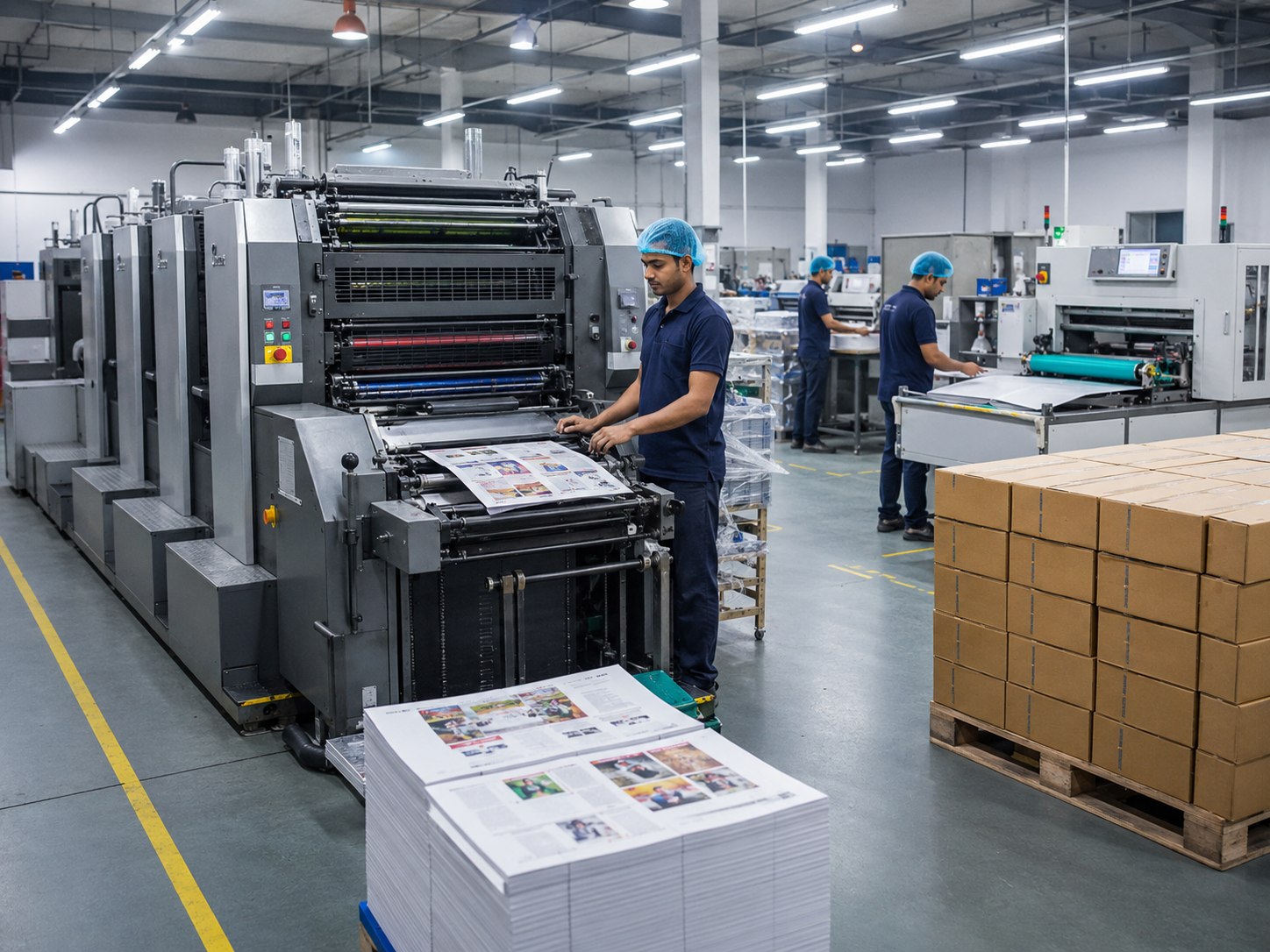 Printing and packaging factory production in action